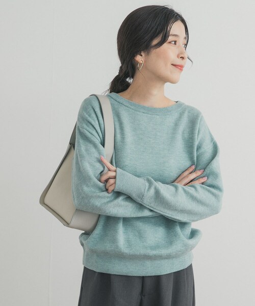 URBAN RESEARCH DOORS（アーバンリサーチドアーズ）の「Wフェイスボートネックニット（ニット/セーター・レディース・YELLOW/ASH MINT/BROWN/GRAY・Free）」の4枚目の写真