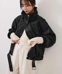 VIS | フェイクレザースタンドブルゾン(ブルゾン)