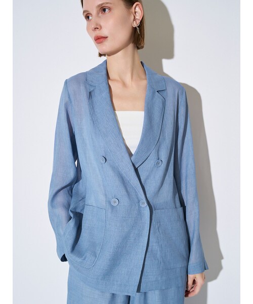 ELENDEEK（エレンディーク）の「SHEER JK（テーラードジャケット・レディース・オフホワイト/アイボリー/ブラック/ブルー・F）」の12枚目の写真