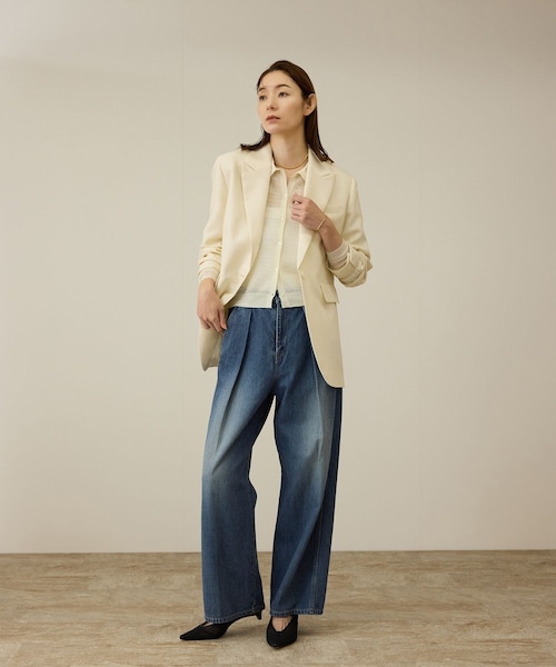 ROPE'（ロペ）の「【洗える】ワンタック ワイドデニムパンツ（デニムパンツ・レディース・ブラック/ブルー・36/38/40）」の15枚目の写真