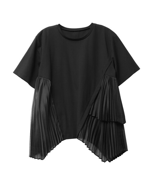ELENDEEK（エレンディーク）の「PLEAT DOCKING CS（Tシャツ/カットソー・レディース・オフホワイト/ブラック/ベージュ・F）」の5枚目の写真