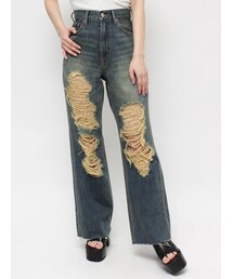 EVRIS | ハイダメージセミワイドデニムパンツ(デニムパンツ)