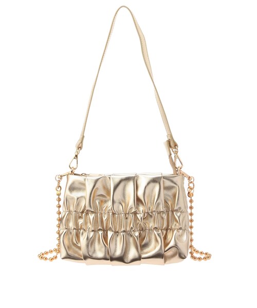 RESEXXY（リゼクシー）の「メタリックギャザーバッグ（ハンドバッグ・レディース・ブラック/ゴールド・F）」の5枚目の写真