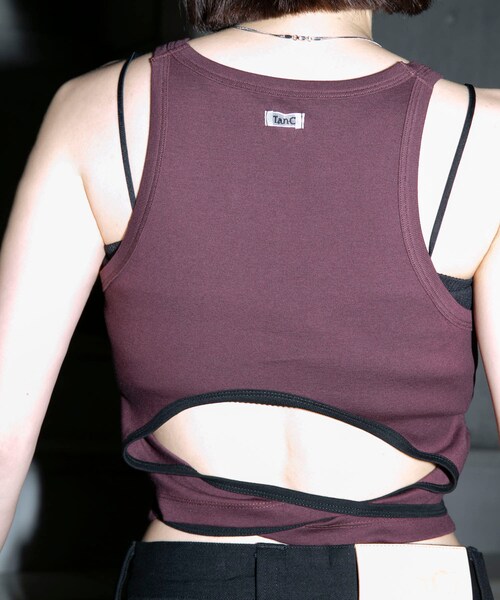 URBAN RESEARCH（アーバンリサーチ）の「TanC TOKYO　CONTRAST TRIM SKINTOP SHORT（タンクトップ・レディース・IVORY/BROWN/NAVY・Free）」の4枚目の写真