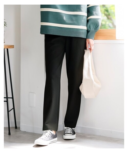 nissen（ニッセン）の「よく伸びる肌当たりやわらかテーパードパンツ（ゆったりヒップ）（パンツ・レディース・杢グレー系チェック/チャコールグレー系チェック/黒(無地)・L/LL/3L/4L/5L/6L/8L/10L）」の7枚目の写真