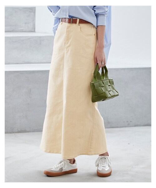 nissen（ニッセン）の「ストレッチゆるリラックスカラーデニムスカート（ゆったりヒップ）＜大きいサイズ有＞（スカート・レディース・ソフトピンク/ソフトカーキ/バニラソフト/セサミグレー/ラベンダー・L/LL/3L/4L/5L/6L/8L/10L/M/S）」の8枚目の写真