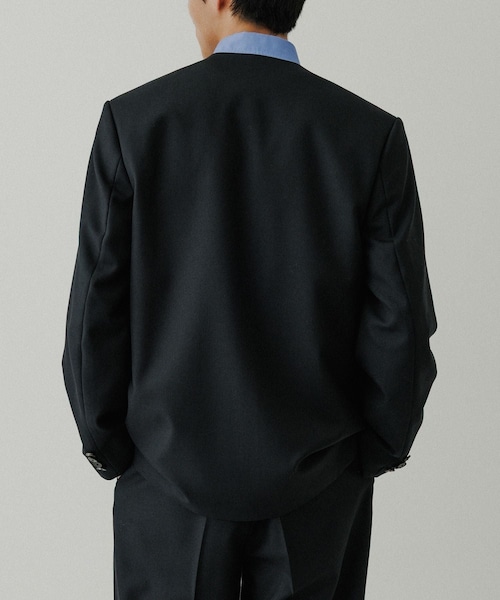 ADAM ET ROPE'（アダムエロペ）の「ハードクロス ノーカラージャケット / セットアップ対応（ノーカラージャケット・メンズ・ブラック/ダークブラウン系・L/M）」の12枚目の写真