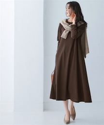 nissen | ワッフル素材ロング丈フレアワンピース（UVカット）(ワンピース)