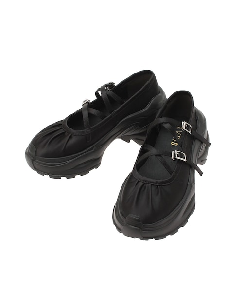 EVRIS（エヴリス）の「レースアップデザインプラットフォームスニーカー（スニーカー・レディース・ブラック/シルバー・S/M/L）」の2枚目の写真