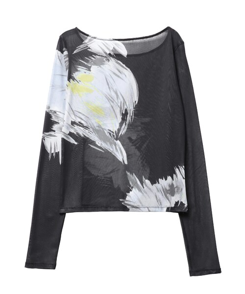 ELENDEEK（エレンディーク）の「BLURRED SHAGGY SKIN CS（Tシャツ/カットソー・レディース・オフホワイト/ネイビー・F）」の5枚目の写真