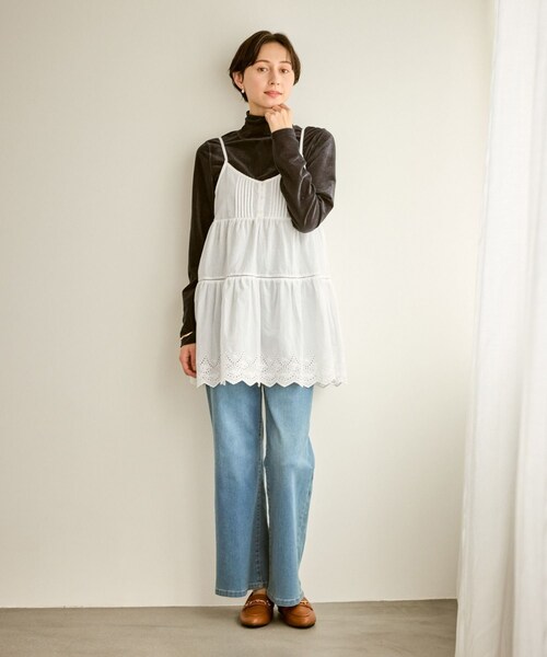 ROPE' PICNIC（ロペピクニック）の「Vネックティアードレースビスチェ（キャミソール・レディース・ホワイト・F）」の4枚目の写真