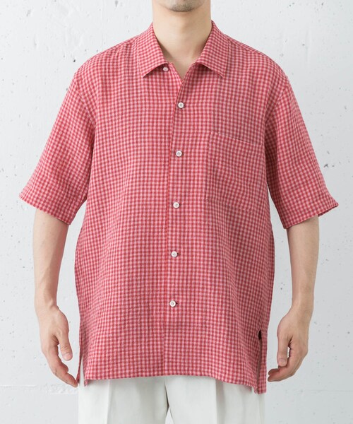 URBAN RESEARCH(アーバンリサーチ)の「『別注』Cale×URBAN RESEARCH ギンガムチェック SHORT-SLEEVE SHIRTS(シャツ/ブラウス・メンズ・PINK×RED・3/4)」の8枚目の写真