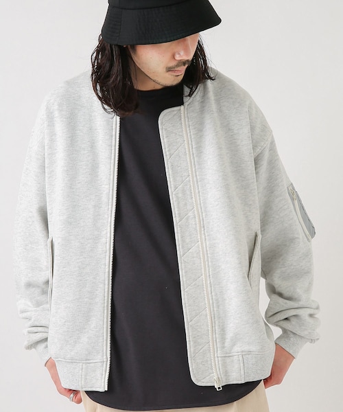 URBAN RESEARCH Sonny Label（アーバンリサーチサニーレーベル）の「裏毛スウェットMA-1ブルゾン（MA-1・メンズ・ライトキャメル/杢グレー/ブラック・M/L）」の2枚目の写真