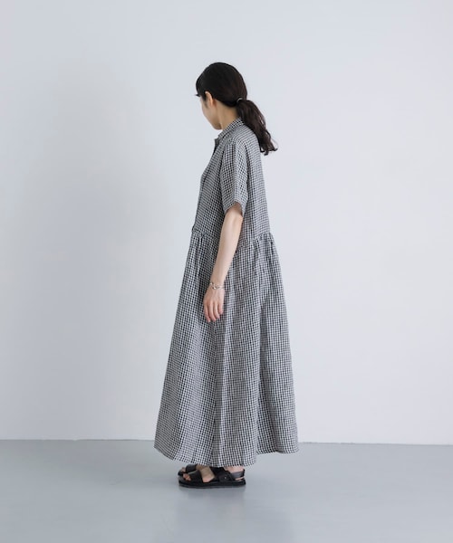 かぐれ(カグレ)の「SOIL GINGHAM CHECK SHORT-SLEEVE DRESS(ワンピース・レディース・BLACK・2)」の9枚目の写真
