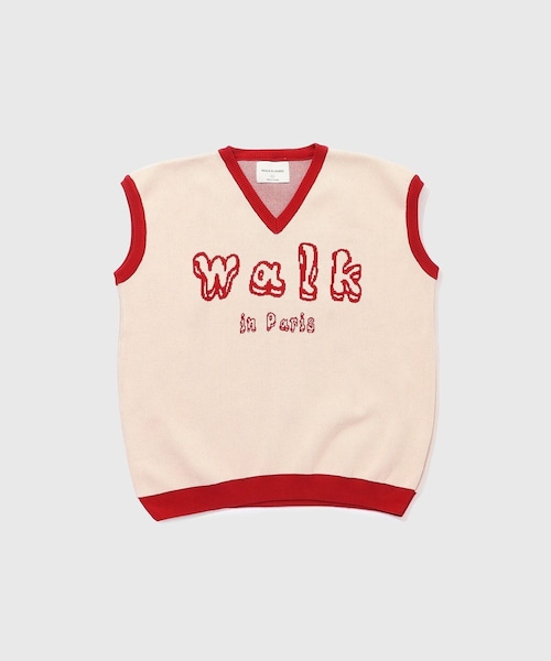 ADAM ET ROPE'（アダムエロペ）の「【WALK IN PARIS/ウォーク イン パリス】Sleeveless red knit sweater（ベスト・メンズ・ホワイト系・L/M）」の2枚目の写真