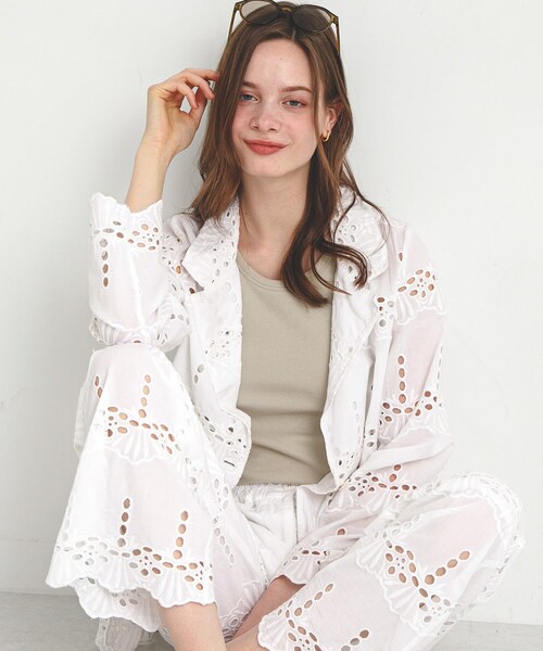 URBAN RESEARCH Sonny Label（アーバンリサーチサニーレーベル）の「コットンレースジャケット（テーラードジャケット・レディース・ブラック/オフ・FREE）」の5枚目の写真