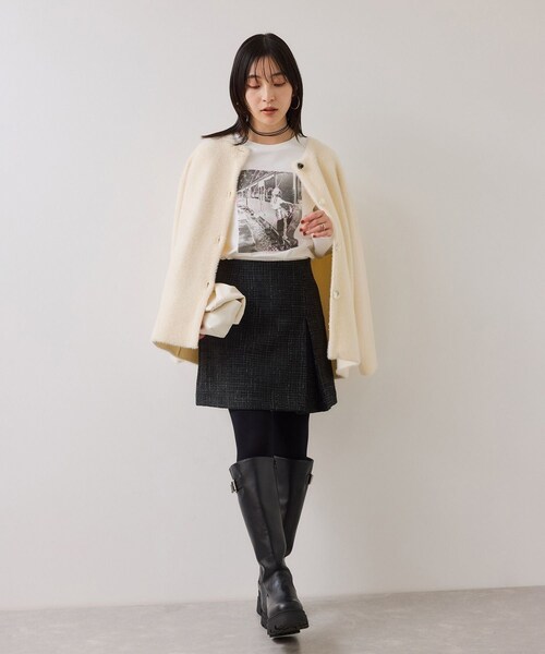 VIS（ビス）の「ロゴ＆フォトアソートプリントロンT（Tシャツ/カットソー・レディース・チャコール/ホワイト/ホワイト系・F）」の11枚目の写真