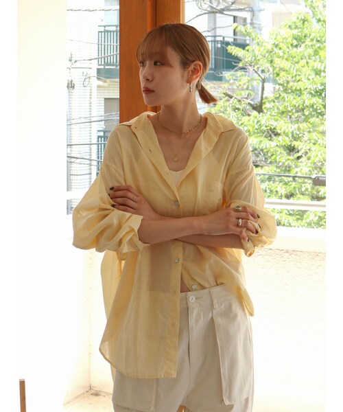 Ungrid（アングリッド）の「オーガビッツシアールーズシャツ（シャツ/ブラウス・レディース・ピンク/イエロー/オフホワイト・F）」の18枚目の写真