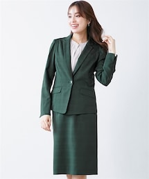 7days Life Styling | 【レディーススーツ】うすカルストレッチタイトスカートスーツ(テーラードジャケット+タイトスカート）(多機能シャドーチェック)(スーツセット)