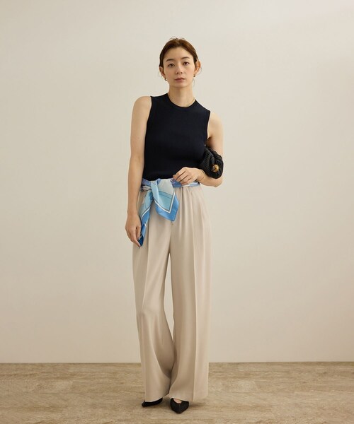 ROPE'（ロペ）の「【洗える】オーガニックコットンリブスリーブレスニット（ニット/セーター・レディース・ホワイト/ネイビー/ターコイズ・F）」の5枚目の写真