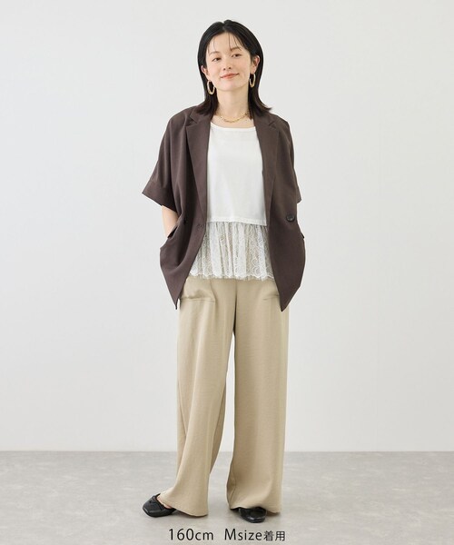 ROPE' PICNIC(ロペピクニック)の「レースドッキングタンク/着丈が選べる(タンクトップ・レディース・ホワイト・M/MT)」の4枚目の写真