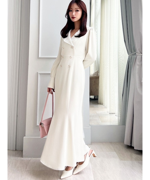 RESEXXY（リゼクシー）の「エンブロイダリーマーメイドワンピース（ワンピース・レディース・アイボリー/チャコールグレー・F）」の2枚目の写真