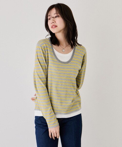 Jayro（ジャイロ）の「レイヤーニットプルオーバー（ニット/セーター・レディース・グレー系/ホワイト系/イエロー系・F）」の20枚目の写真