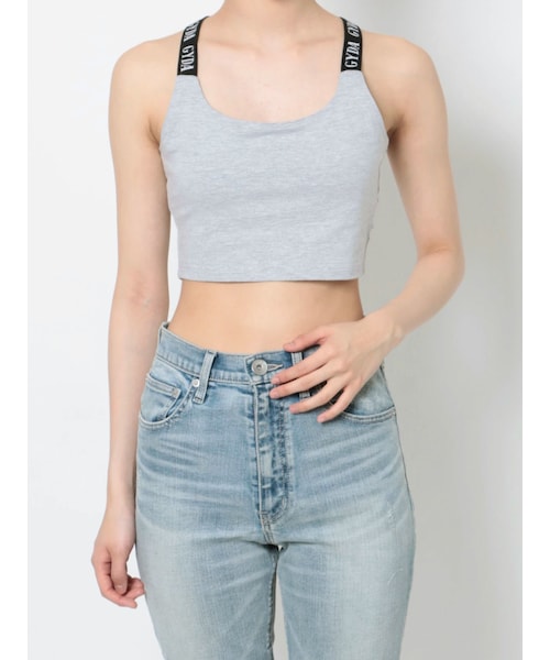 GYDA（ジェイダ）の「GYDA LOGO テープBACKクロスビスチェ（キャミソール・レディース・オフホワイト/ブラック/グレー・F）」の8枚目の写真