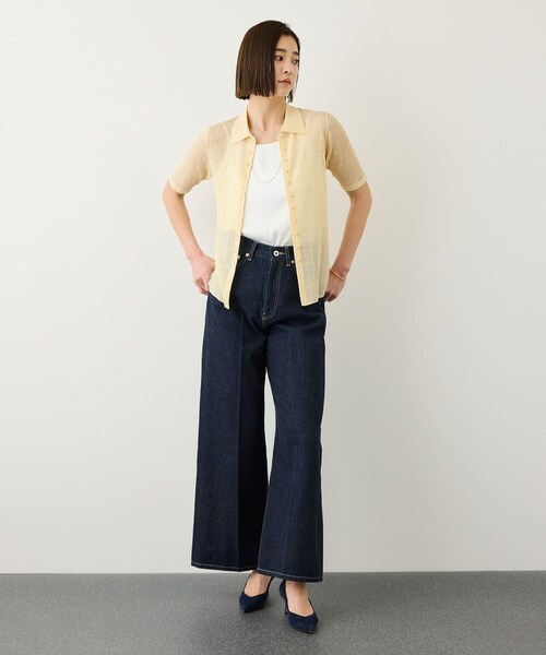 ROPE'（ロペ）の「シルクリネンポロ襟ニットカーディガン/イージーケア（カーディガン/ボレロ・レディース・ブラック/ネイビー/クリーム・F）」の15枚目の写真