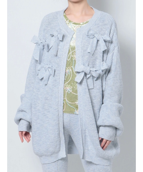 merry jenny（メリージェニー）の「ランダムリボンニットカーディガン【セットアップ着用可能】（カーディガン/ボレロ・レディース・アイボリー/ブラック/ピンク/アイスブルー・F）」の12枚目の写真