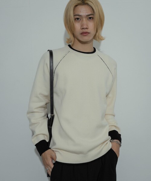 SENSE OF PLACE by URBAN RESEARCH（センスオブプレイスバイアーバンリサーチ）の「『ユニセックス』『洗濯可』ストレッチリブハイショクラインニット（ニット/セーター・メンズ・BLACK/CHARCOAL/IVORY/BROWN/L.BLUE・M/L）」の20枚目の写真