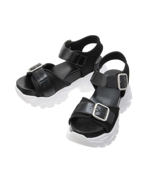 MERCURYDUO（マーキュリーデュオ）の「ダブルベルトスポサン（サンダル・レディース・オフホワイト/ブラック/インディゴ・36/38）」の8枚目の写真