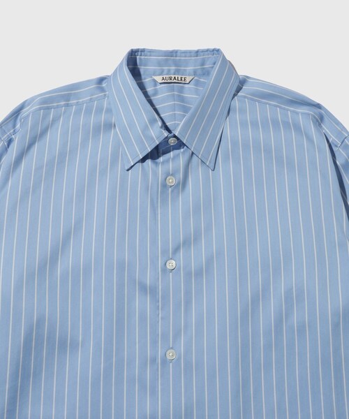ADAM ET ROPE'(アダムエロペ)の「【AURALEE/オーラリー】COTTON SILK STRIPE SHIRT(シャツ/ブラウス・メンズ・キナリ/ブルー系・3/4/5)」の8枚目の写真