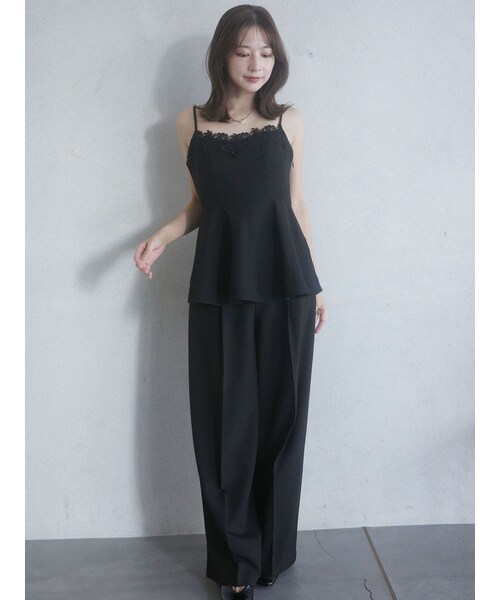 LAGUNAMOON（ラグナムーン）の「シンプルウエストデザインワイドパンツ（その他パンツ・レディース・ブラック/ライトミックス・S/M）」の4枚目の写真