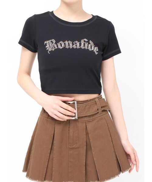 EVRIS（エヴリス）の「スタッズグラフィックショートTシャツ（Tシャツ/カットソー・レディース・ホワイト/ブラック/イエロー・F）」の4枚目の写真