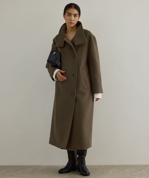 ADAM ET ROPE'(アダムエロペ)の「【WEB限定】スタンドカラー2WAYロングコート(ダウンジャケット/コート・レディース・チャコール/ライトグレー/ブラウン・F)」の12枚目の写真