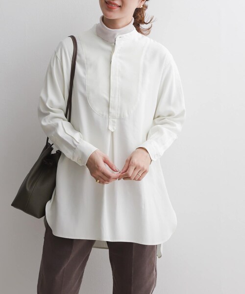 URBAN RESEARCH DOORS（アーバンリサーチドアーズ）の「ドレスシャツチュニック∴（チュニック・レディース・BROWN/OFF WHITE/L.GRAY・one/One）」の5枚目の写真