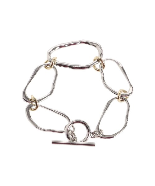 LAGUNAMOON（ラグナムーン）の「フォルムミックスチェーンブレスレット（ブレスレット・レディース・ライトグレー/シルバー/ゴールド・F）」の2枚目の写真