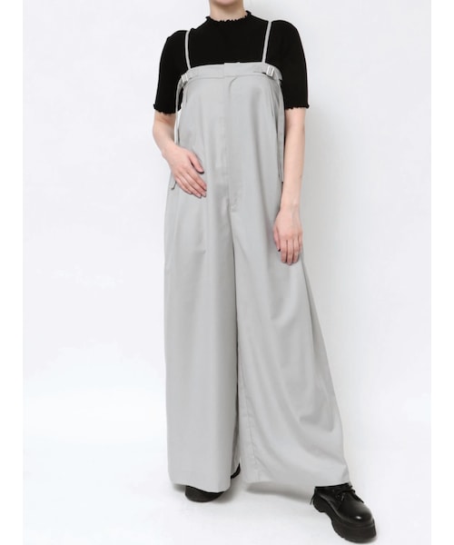 MURUA（ムルーア）の「ワイドベアオールインワン（つなぎ/オールインワン・レディース・グレー/ベージュ/ミックス/モカ・F）」の3枚目の写真