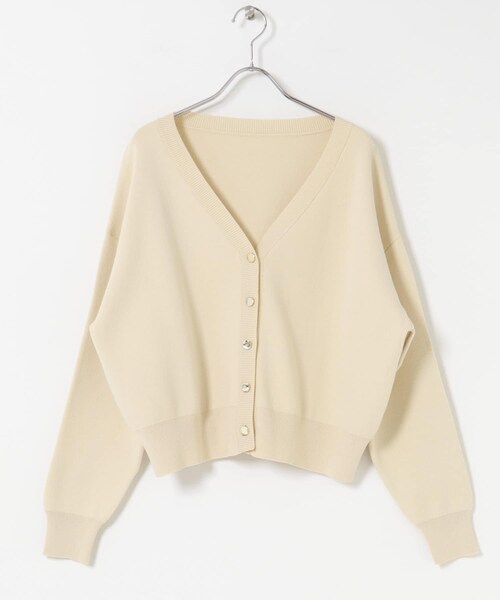 ITEMS URBANRESEARCH（アイテムズ アーバンリサーチ）の「『イージーケア』スウェットライクVネックカーディガン（ニット/セーター・レディース・OFF/MIMOSA/LVD/NVY・Free）」の12枚目の写真