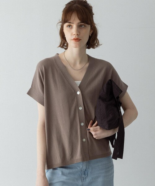 URBAN RESEARCH Sonny Label（アーバンリサーチサニーレーベル）の「クールミストフレンチニットカーディガン（カーディガン/ボレロ・レディース・ブラック/L.グレー/モカグレー・Free）」の14枚目の写真