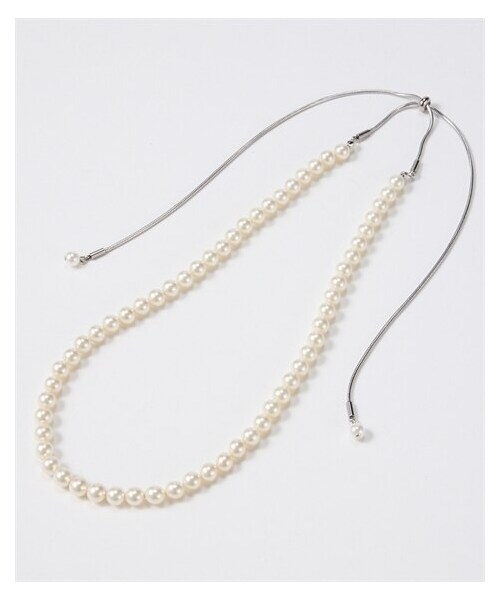 nissen（ニッセン）の「フリーアジャスター　日本製貝パールネックレス（選べる玉径・人工真珠）（ネックレス・メンズ・パールホワイト/ブラックパール・玉径=約6.5mm/玉径=約7.5mm）」の5枚目の写真