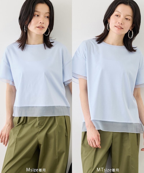 ROPE' PICNIC(ロペピクニック)の「【ベストヒット】70シルケットシアードッキングトップス/着丈が選べる・UVカット・接触冷感(Tシャツ/カットソー・レディース・ブラック/ホワイト/ブルー系/ラベンダー/サックス/クリーム・M/MT)」の13枚目の写真