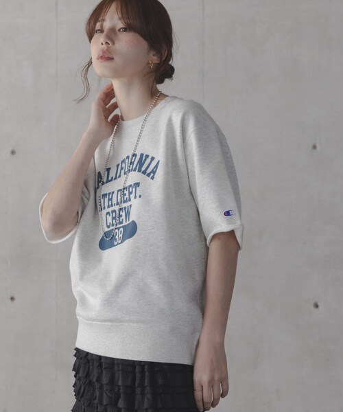 URBAN RESEARCH Sonny Label（アーバンリサーチサニーレーベル）の「『別注』CHAMPION×Sonny Label　ロゴスウェットTシャツ（スウェット・レディース・ホワイト/スカイブルー/ネイビー/オートミール・M/L）」の19枚目の写真