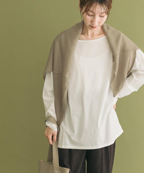 ITEMS URBANRESEARCH(アイテムズ アーバンリサーチ)の「シルケットロングスリーブTシャツ(Tシャツ/カットソー・レディース・WHT/BORDER/BLK・FREE)」の6枚目の写真