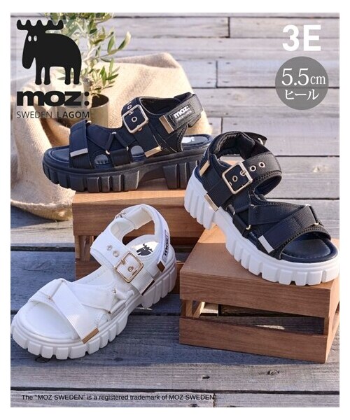 nissen（ニッセン）の「moz（モズ）ストラップベルトサンダル（ワイズ３E）（サンダル・メンズ・黒×黒/黒×ホワイト/ホワイト×ホワイト・S=22.5cm/M=23.5cm/L=24.0cm/LL=24.5cm）」の2枚目の写真