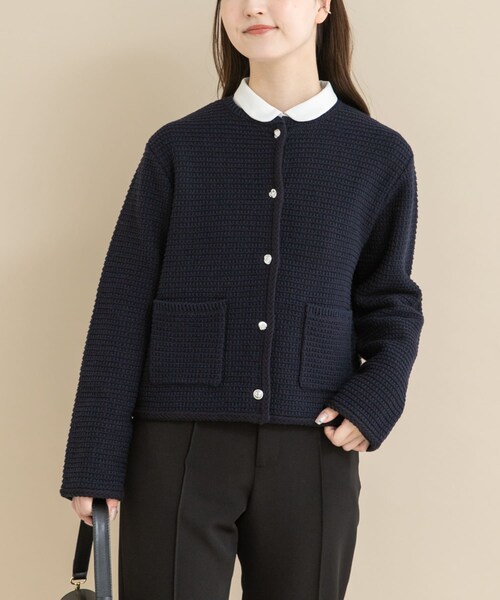 URBAN RESEARCH ROSSO（アーバンリサーチロッソ）の「『WEB/一部店舗限定』ツイードノーカラーニットジャケット（ノーカラージャケット・レディース・OFF/NAVY・Free）」の15枚目の写真