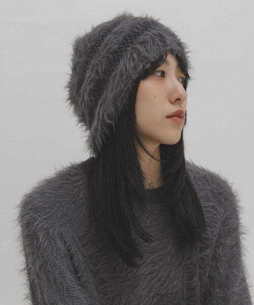 KBF（ケイビーエフ）の「ラインデザインシャギーニットビーニー（ニットキャップ/ビーニー・レディース・IVORY/BROWN/CHARCOAL・One）」の11枚目の写真