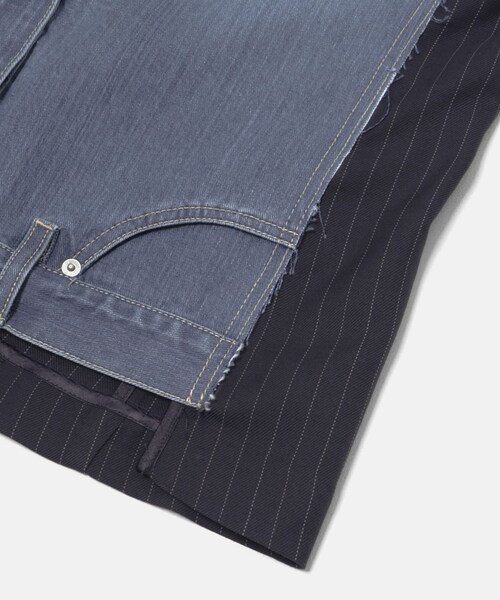 URBAN RESEARCH（アーバンリサーチ）の「STUMBLY　DENIM COMBI NO COLLAR JK（ノーカラージャケット・レディース・STRIPE/GLENCHECK・38）」の5枚目の写真