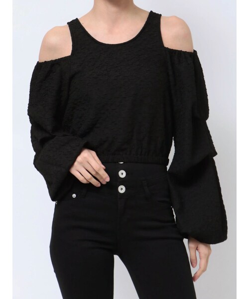 GYDA（ジェイダ）の「ショルダーOPENジャカードブラウス（シャツ/ブラウス・レディース・オフホワイト/ブラック・F）」の3枚目の写真